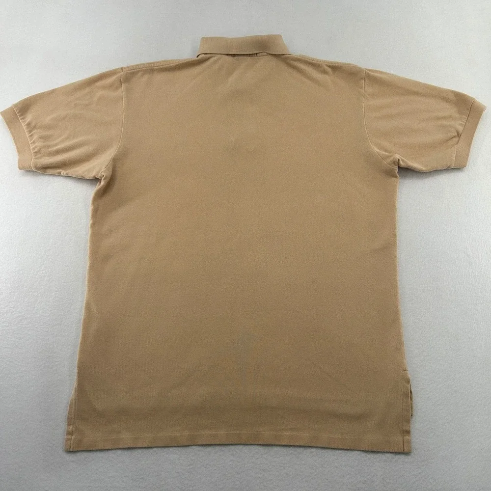 Polo Ralph Lauren Mens Short Sleeve Pique Polo Shirt Tan Khaki Pony Logo Medium